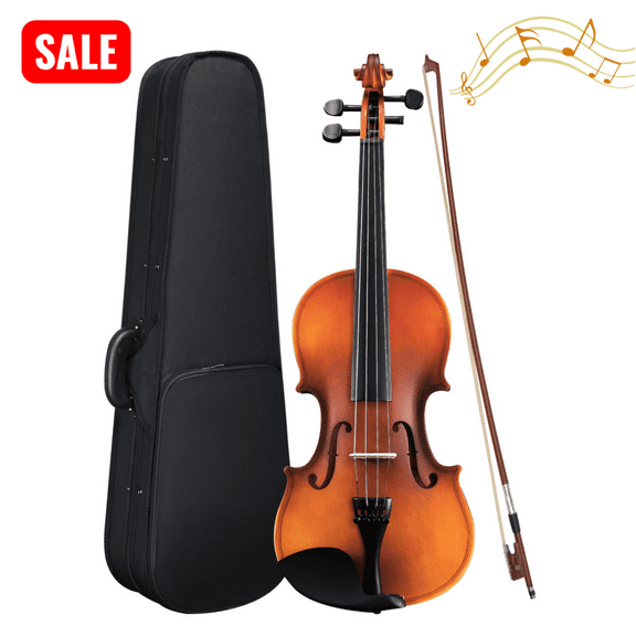 Tcbosik 4/4 Violin Set for Adults, Full Size Fiddle Set with Case, Bow, Rosin, Tuner, Strings, Tone Marks and Shoulder Rest for Beginner, Starter, Natural
