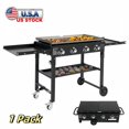 thumbnail image 1 of Tcbosik 4-Burner Foldable Flat Top Gas Grill, 52000-BTU Propane Fueled Professional Outdoor Griddle, Backyard Cooking Gas Stove with Side Rack, Black, 1 of 12