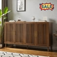 thumbnail image 1 of Tcbosik 4-Door Buffet Sideboard, 63 inch Modern Storage Cabinet, Accent Cabinet with Adjustable Shelves, Coffee Bar Cabinet for Kitchen, Dining Room, Living Room, Walnut, 1 of 7
