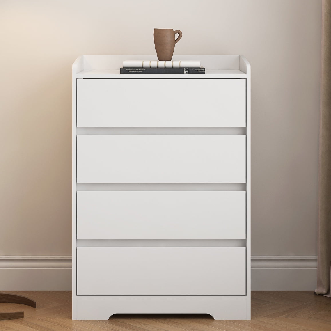 White MDF 4-Drawer Modern Storage Dresser