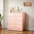 thumbnail image 1 of Tcbosik 4 Drawer Dresser for Bedroom, Small Chest of Drawers, Modern Storage Nightstand for Closet, Hallway, Entryway, Living Room, Pink, 1 of 11