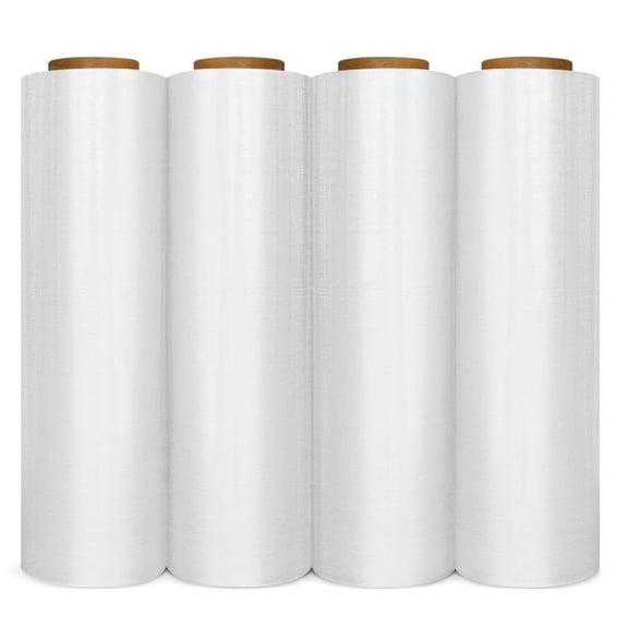 Tcbosik 4 Pack 18" x 1000FT Pallet Wrap Stretch Film Shrink Hand Wrap 80 Gauge, White