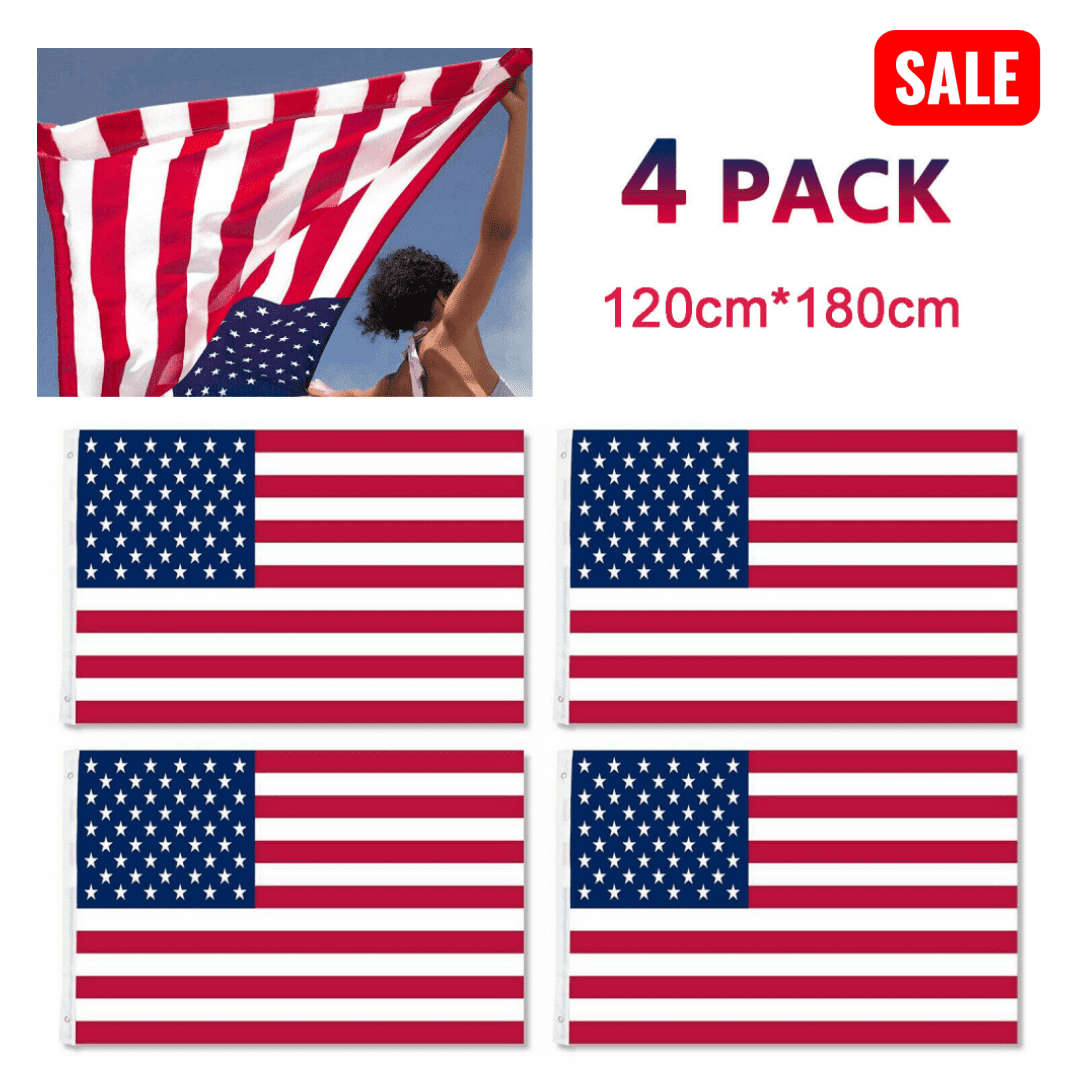 Tcbosik 4 Pack American Flags, 6' x 4' Polyester USA Flag with Brass Grommets for Indoor & Outdoor