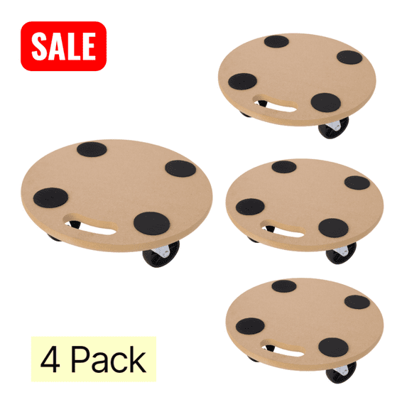 Tcbosik 4 Pack Furniture Moving Dolly, 15 inch Heavy Duty Mover, Mobile Roller Cart, 550 lbs Capacity, Natural