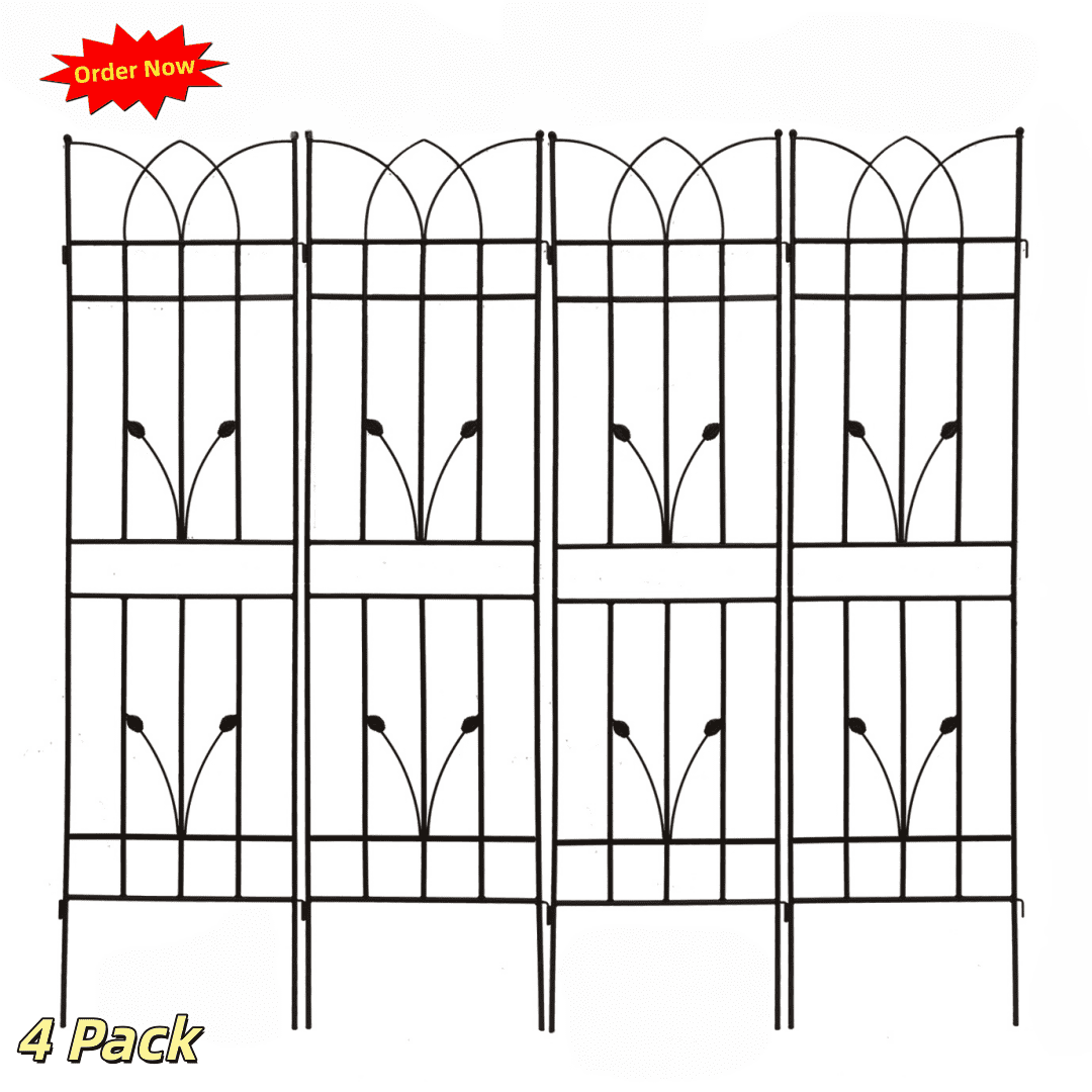 Tcbosik 4 Pack Garden Trellis for Climbing Plants, 71" x 17.7" Rustproof Metal Trellis for Climbing Roses Vine Flower Cucumber Clematis, Black