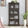 thumbnail image 1 of Tcbosik 4-Tier Curio Display Cabinet, Display Showcase with Flip up Glass Doors, Collectibles Toy Organizer with for Bedroom, Reading Nook, Toddler's Room, Brown, 1 of 10