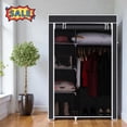 thumbnail image 1 of Tcbosik 4-Tier Portable Wardrobe with Cover and Side Pocket, Closet with Hanging Rod and Storage Shelves, Clothes Rack Organizer for Bedroom, Gray, 1 of 8