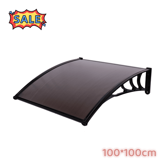 Tcbosik 40" x 40" Window Awning, Outdoor Door Canopy Exterior for Patio, Garden, Porch, Backyard, Brown & Black