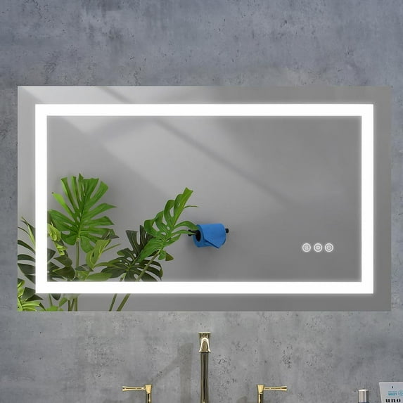 Tcbosik 40x24 inch LED Bathroom Mirror, Stepless Dimmable Wall Vanity Mirror with Smart Touch Button, Anti-Fog, Memory Function, 3 Colors, Makeup Mirror with Front and Backlight (Horizontal/Vertical)