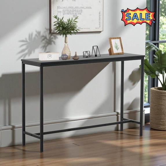 Tcbosik 41.3" Simple Console Table, Behind Couch Sofa Table with Metal Legs, Narrow Foyer Table for Living Room, Entryway, Hallway, Easy Assembly, Black