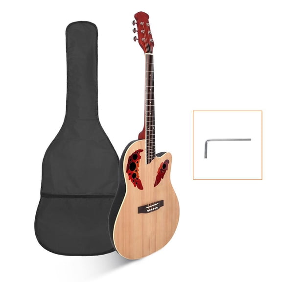 Tcbosik 41 Inch Cutawary Round Back Acoustic Guitar Spruce Top Grape Hole Burlywood
