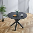 thumbnail image 1 of Tcbosik 42" Round Dining Table for 4-6, Modern Dining Room Table with Cross Legs, Leisure Circle Table for Home Office, Easy Assembly, Matte Black, 1 of 5