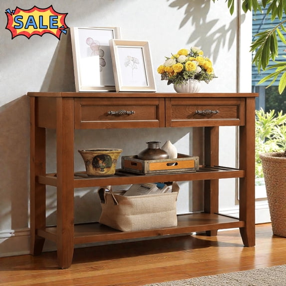 Tcbosik 42 inch Console Table, Entryway Table with Storage Drawers and ...