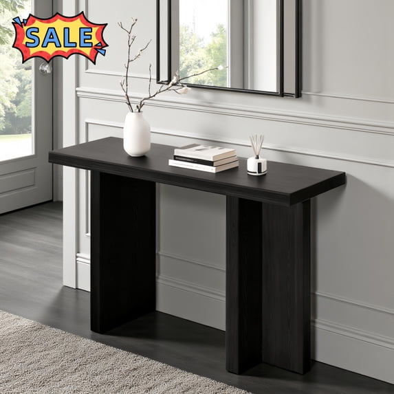 Tcbosik 42-inch Console Table, Modern Sofa Table, Entryway Table for Living Room, Hallway, Easy Assembly, Black