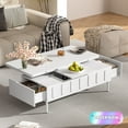 thumbnail image 1 of Tcbosik 43.3" Lift Top Coffee Table, Modern Cocktail Table with Hidden Storage Compartment and 2 Drawers, Center Table with Foldable Tabletop for Living Room, Dining Room, White, 1 of 10