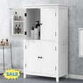 thumbnail image 1 of Tcbosik 43.3" Storage Cabinet with 4 Doors, Kitchen Cabinet with Door Shelves, Modern Pantry Cabinet, Bathroom Cabinet for Dining Room, Living Room, White, 1 of 9