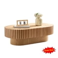 thumbnail image 1 of Tcbosik 43.7" Oval Coffee Table, Rustic Center Table with Pedestal for Living Room, Easy Assembly, Natural Ash, 1 of 10