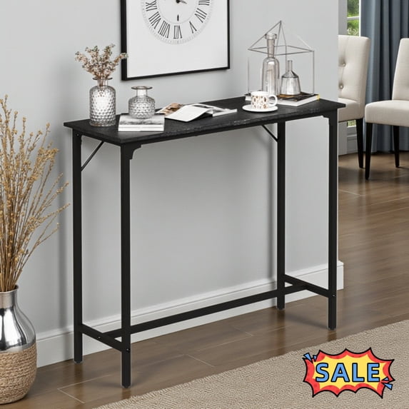 Tcbosik 43 inch Bar Table, Counter Height Pub Table with Metal Frame for Kitchen, Dining Room, Black