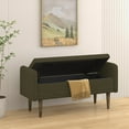 thumbnail image 1 of Tcbosik 46" Storage Bench, Upholstered Foot Rest, Teddy Velvet Fabric Ottoman for Entryway, Bedroom, Living Room, Space Saving, Green, 1 of 8