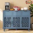 thumbnail image 1 of Tcbosik 47.2" Buffet Sideboard with 3 Doors and 3 Drawers, Farmhouse Storage Cabinet with Adjustable Shelf, Coffee Bar Cabinet for Kitchen, Living Room, Dining Room, Blue, 1 of 10