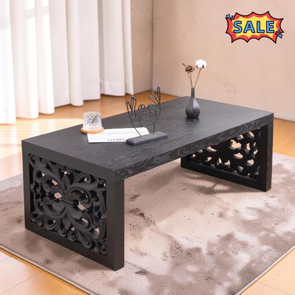 Tcbosik 47.2 Inch Rectangle Coffee Table, Modern Center Table for Living Room, Easy Assembly, Black