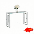 thumbnail image 1 of Tcbosik 47.2" Modern Console Table, Narrow Behind Couch Table with Glass Top and Stainless Steel Legs for Living Room, Entryway, Hallway, Silver, 1 of 10