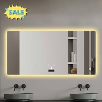 Tcbosik 48" x 32" LED Mirror for Bathroom, Wall Mounted Vanity Mirror with Backlight and Anti-Fog Function, Frameless Mirror for Home, Silver