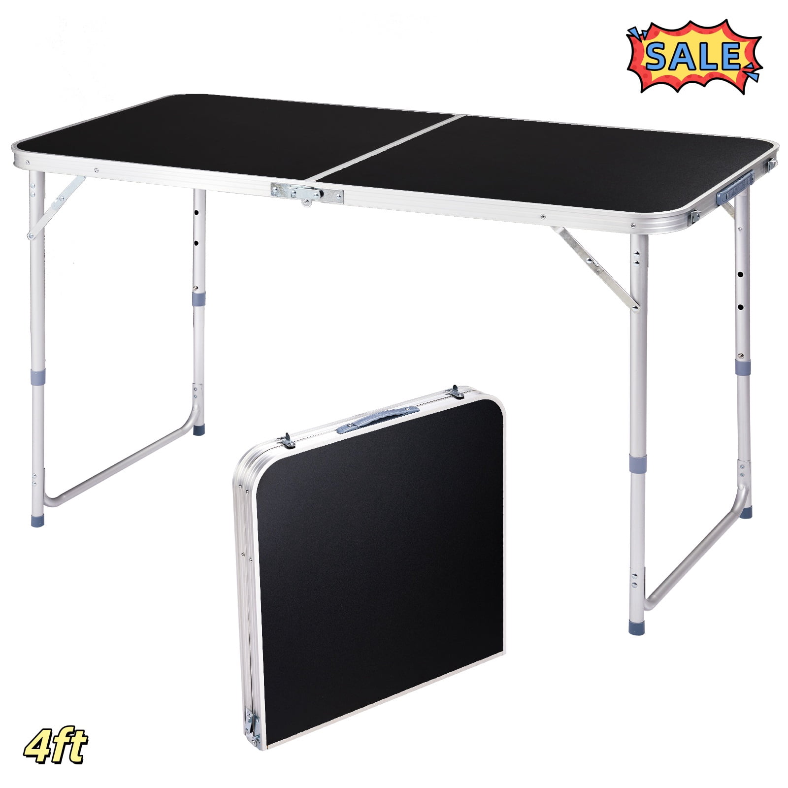 Utility Table Frame Tcbosik 4ft Foldable Table with Handle, Heavy Duty Portable Table ...