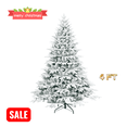 thumbnail image 1 of Tcbosik 4ft Prelit Flocked Artificial Christmas Tree with 150 Warm White LED Lights, Hinged Xmas Tree with 856 Branch Tips, Snowy White, 1 of 8