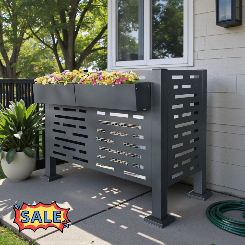 Tcbosik 4x2ft Outdoor Metal Air Conditioner Fence, Privacy Screen with ...