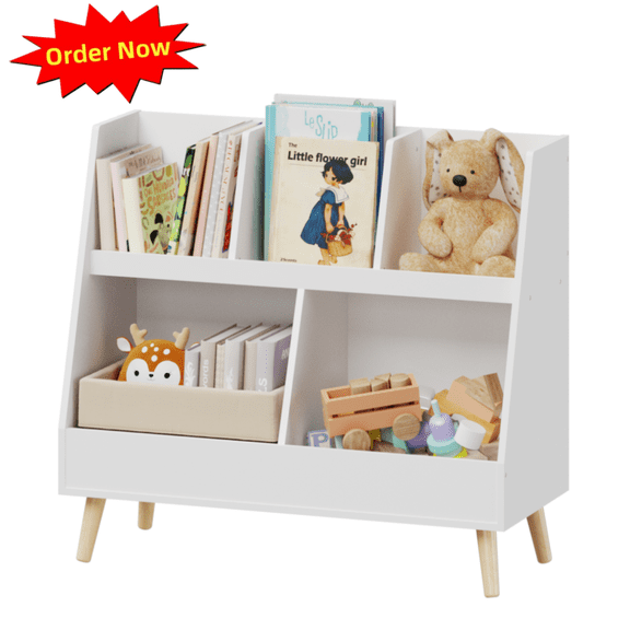 Tcbosik 5-Cube Bookshelf, 2-Tier Bookcase with Open Shelves, Display Storage Rack for Small Space, Living Room, Bedroom, White