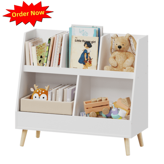 Tcbosik 5-Cube Bookshelf, 2-Tier Bookcase with Open Shelves, Display Storage Rack for Small Space, Living Room, Bedroom, White