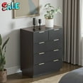 thumbnail image 1 of Tcbosik 5-Drawer Fluted Dresser - Modern Bedroom Storage Chest, Perfect for Small Spaces/Living Room/Home Office, Features Two Small Top Drawers, 28.35"L x 15.75"W x 34.65"H, Black, 1 of 10