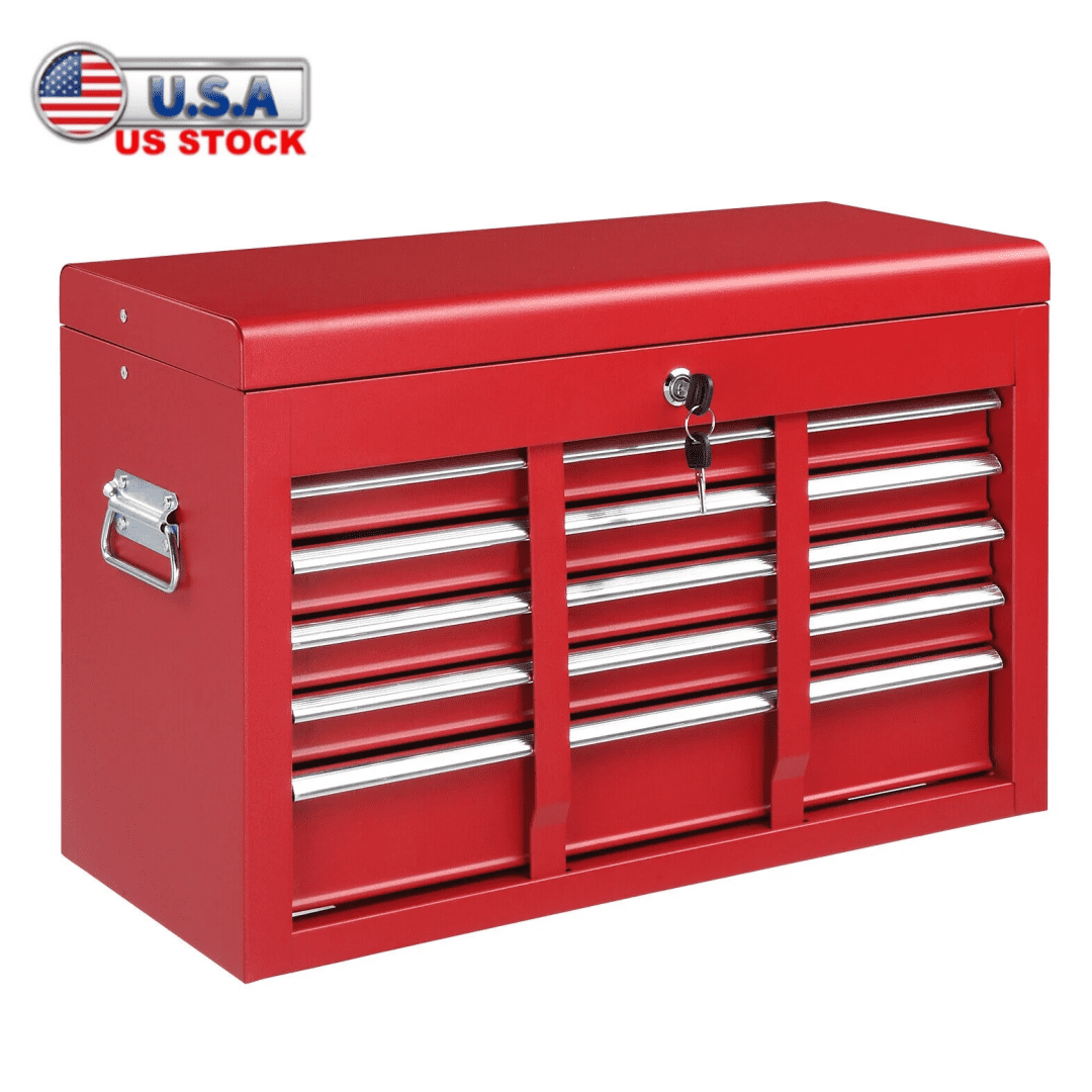 Tcbosik 24" Portable Tool Box, Storage Metal Cabinet with 5 Drawers, Lockable Chest Cabinet for Garage, Warehouse, Repair Shop & Home, Red