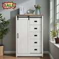 thumbnail image 1 of Tcbosik 5 Drawers Dresser for Bedroom w/Sliding Barn Door, Farmhouse Chest of Drawers, Storage Organizer for Bedroom, Hallway, Living Room, White, 1 of 9