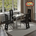 thumbnail image 1 of Tcbosik 5-Piece Dining Table Set for 4, Kitchen Table with Glass Top, 4 Upholstered Leather Chairs, Space Saving Design, Black, 1 of 9
