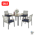 thumbnail image 1 of Tcbosik 5 Piece Outdoor Dining Set with 2.44" Umbrella Hole, 35.4" Square Bistro Table with Wood Top, 4 Rattan Chairs with Cushion, Patio Furniture Set for Garden, Balcony, Porch, Light Gray, 1 of 11