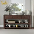thumbnail image 1 of Tcbosik 50" Entryway Table with 3 Drawers and Open Storage Shelves, Farmhouse Accent Sofa Table, for Living Room, Hallway, Couch, Small Spaces - Espresso, 1 of 9