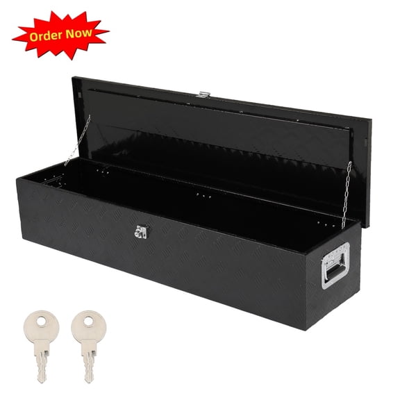 Tcbosik 50" Heavy Duty Aluminum Tool Box Chest with 2 Keys, Chest Storage Box with Side Handle for Warehouse, Garage, Basement, Black