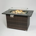 thumbnail image 1 of Tcbosik 50000 BTU Propane Fire Pit Table with Lid, 44 inch Rattan Fire Pit with Regulator and Glass Windshield for Garden Patio Backyard, Espresso, 1 of 9