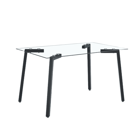 Tcbosik 51.2" Glass Dining Table, Kitchen Table for 4, Rectangular Table for Dining Room Living Room, Black