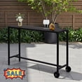 thumbnail image 1 of Tcbosik 55" Indoor & Outdoor Bar Table with 2 Wheels, Counter Height Console Table, Rectangle Lounge Table with Metal Frame for Backyard, Poolside, Patio, Garden, Living Room, Hallway, Black, 1 of 9