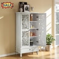 thumbnail image 1 of Tcbosik 55" Tall Accent Cabinet with Drawer and 2 Doors, Buffet Sideboard with Adjustable Shelf, Storage Cabinet for Dining Room, Living Room, Entryway, Antique Grey White, 1 of 7