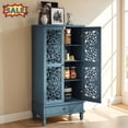 thumbnail image 1 of Tcbosik 55" Tall Storage Cabinet, 2-Door Buffet Sideboard with Drawer and Adjustable Shelf, Farmhouse Accent Cabinet, Cupboard for Kitchen, Living Room, Antique Blue, 1 of 7