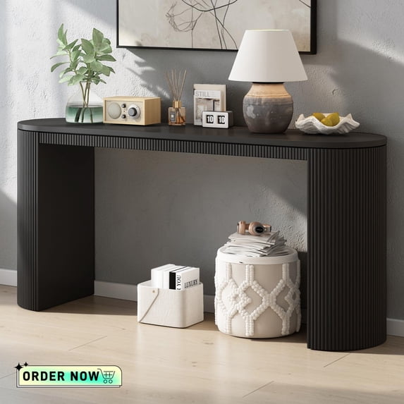 Tcbosik 59.2" Console Table, Narrow Entryway Table, Accent Sofa Table for Living Room, Foyer, Hallway, Black