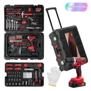 Tcbosik 599pcs Household Repair Tool Set with Rolling Trolley Case, Home Hand Tool Kit, General Tool Set for Homeowner, DIYer, Handyman, Black