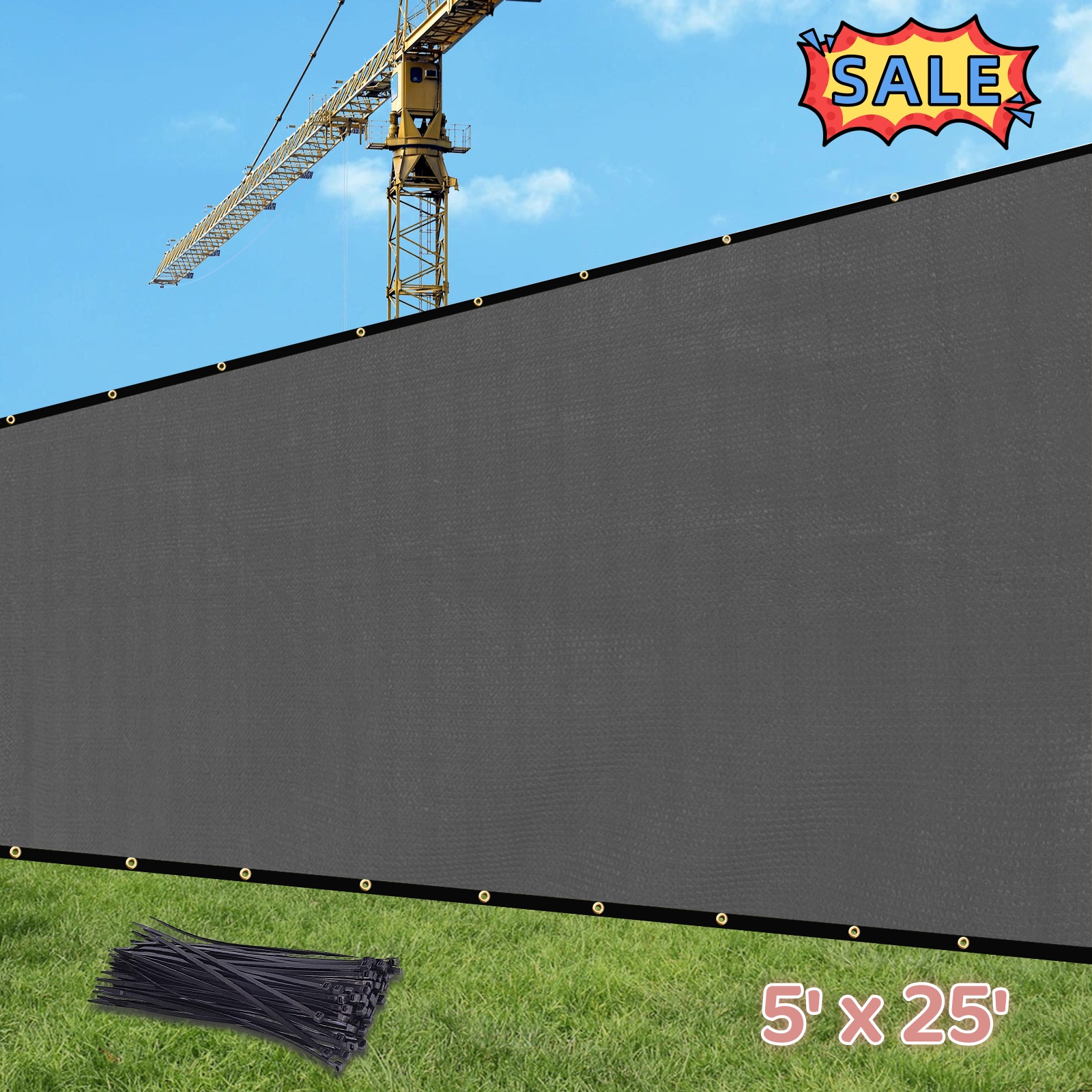 Tcbosik 5ftx25ft Fence Privacy Screen, Heavy Duty 170 GSM Fabric ...