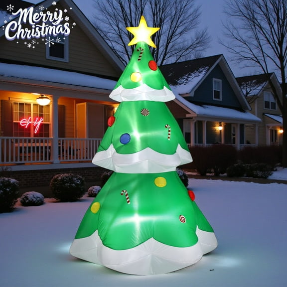 Tcbosik 6.9ft Inflatables Christmas Tree, Outdoor Blow up Yard Decorations with Built-in LEDs & Blower, for Xmas Holiday Indoor Party Garden Patio Display Hall Lawn Decor