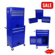 Tcbosik 6 Drawers Rolling Tool Cabinet with Detachable Top Toolbox, Metal Lockable Tool Storage Chest for Garage Workshop, Blue