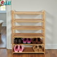 thumbnail image 1 of Tcbosik 6-Tier Bamboo Shoe Organizer in Natural Finish, Slim Narrow Shoe Rack for Small Spaces, Entryway & Bedroom – 26.77"L x 9.84"W x 35.43"H, 1 of 6